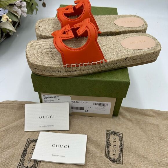 Women’s Gucci interlocking G leather espadrilles size 37 made in Spain - Picture 5 of 11